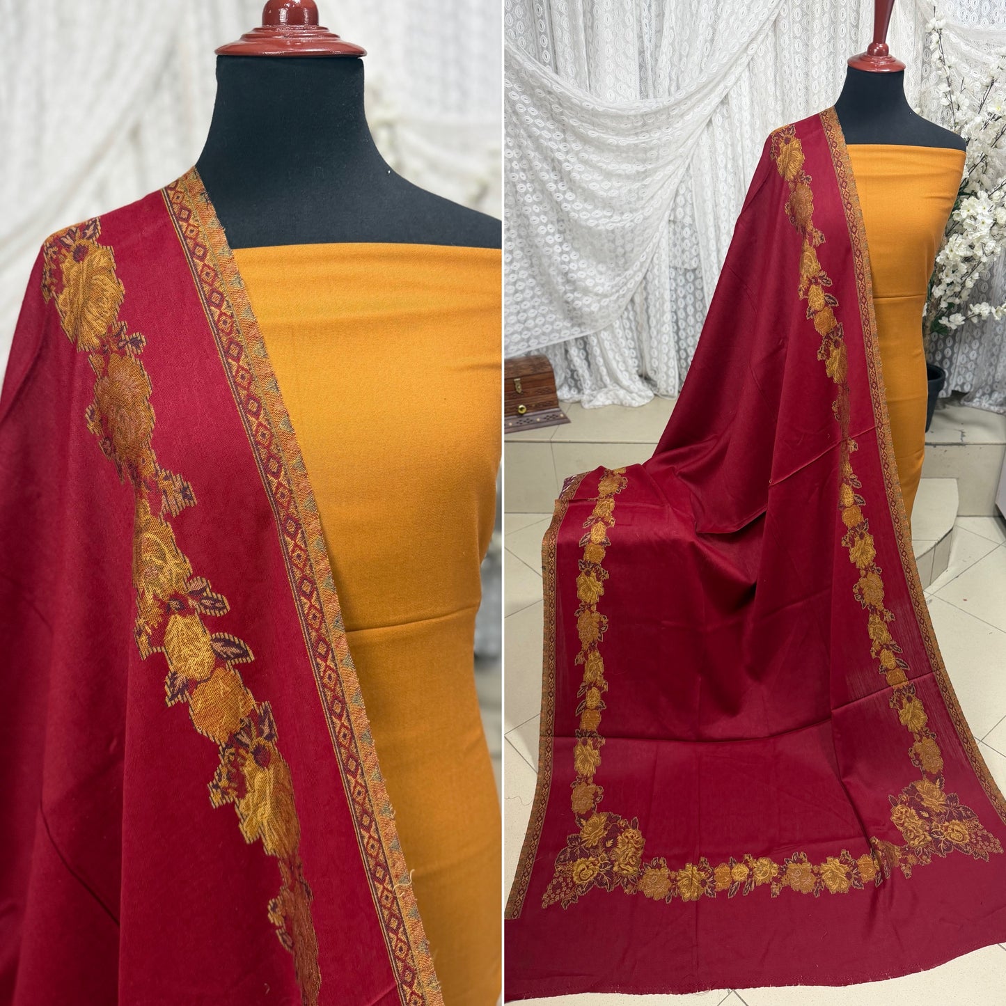3 Piece Kani Shawl Suit | Plain Marina Suit With Kani Pashmina Shawl Perfect Gift