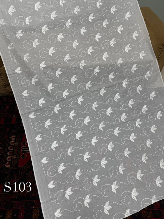 White Pure Lawn Embroidered Dupatta Dyeable | S103
