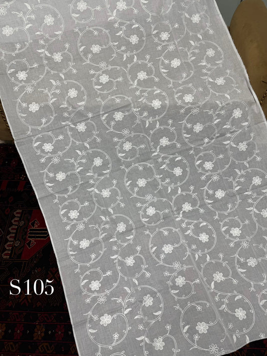 White Pure Lawn Embroidered Dupatta Dyeable | S105