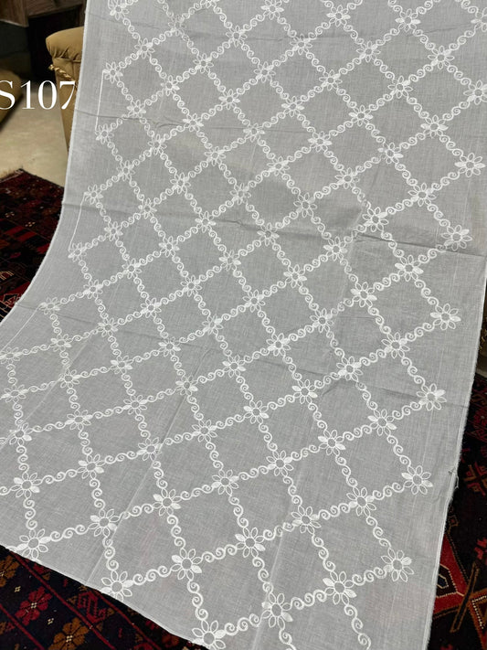 White Pure Lawn Embroidered Dupatta Dyeable | S107