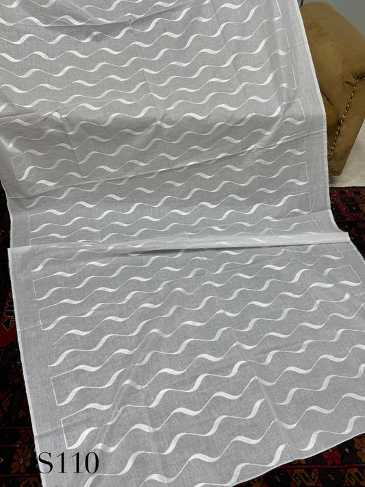 White Pure Lawn Embroidered Dupatta Dyeable | S110