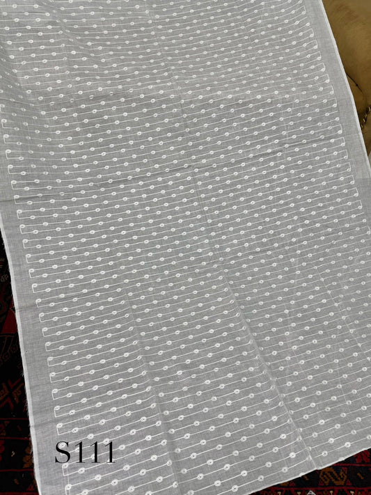 White Pure Lawn Embroidered Dupatta Dyeable | S111