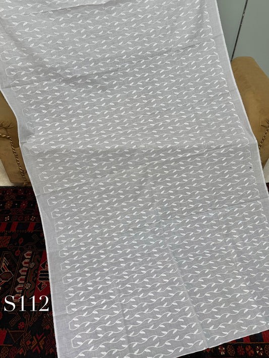 White Pure Lawn Embroidered Dupatta Dyeable | S112
