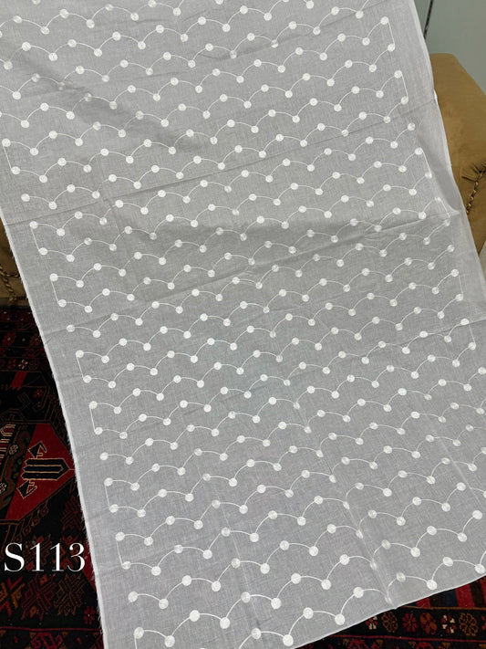 White Pure Lawn Embroidered Dupatta Dyeable | S113