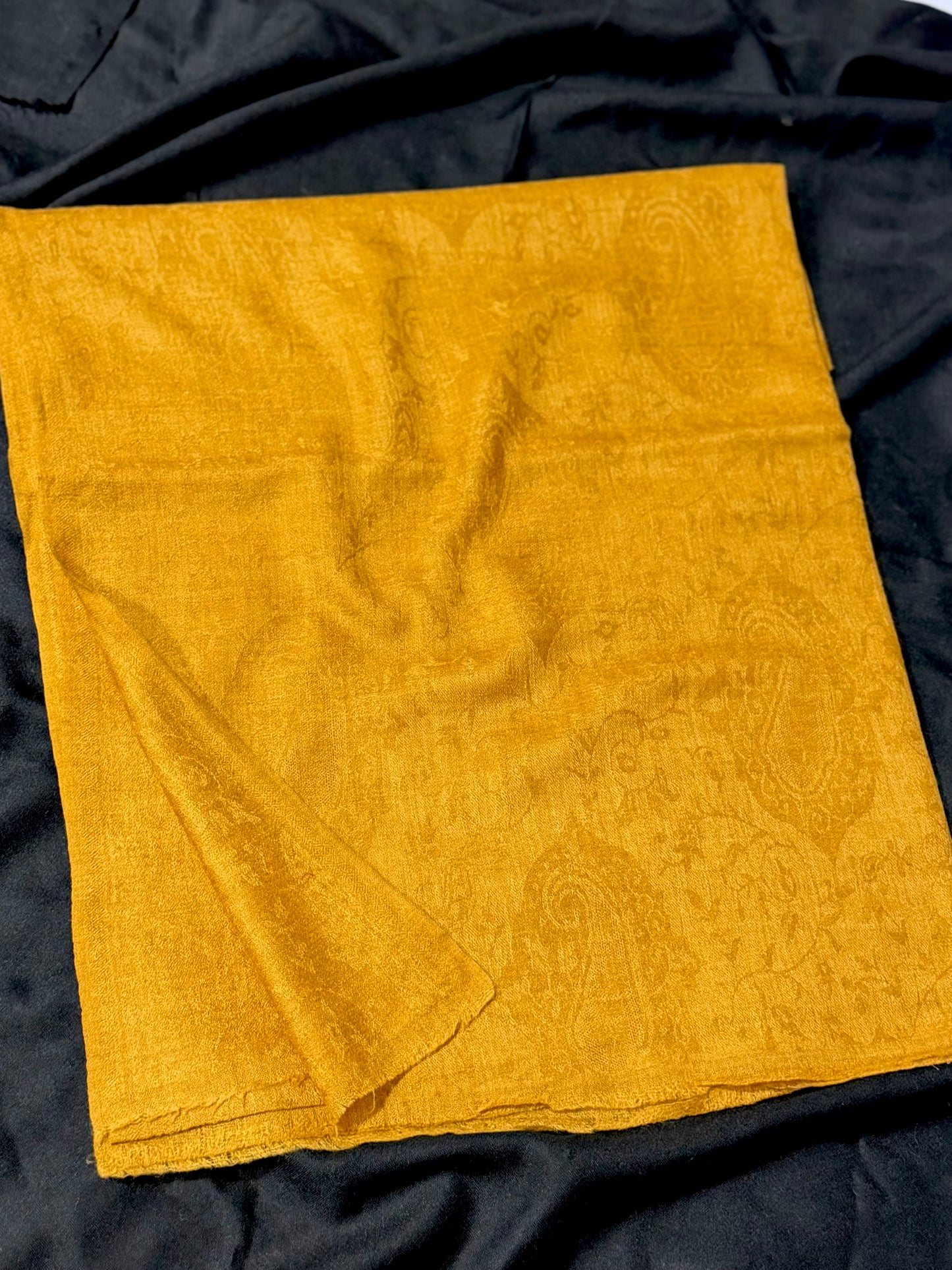 Plain Self Toosh Shawl | Self Design Plain Kashmiri Pure Shawl Perfect Gift | Mustard