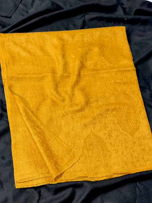 Plain Self Toosh Shawl | Self Design Plain Kashmiri Pure Shawl Perfect Gift | Mustard