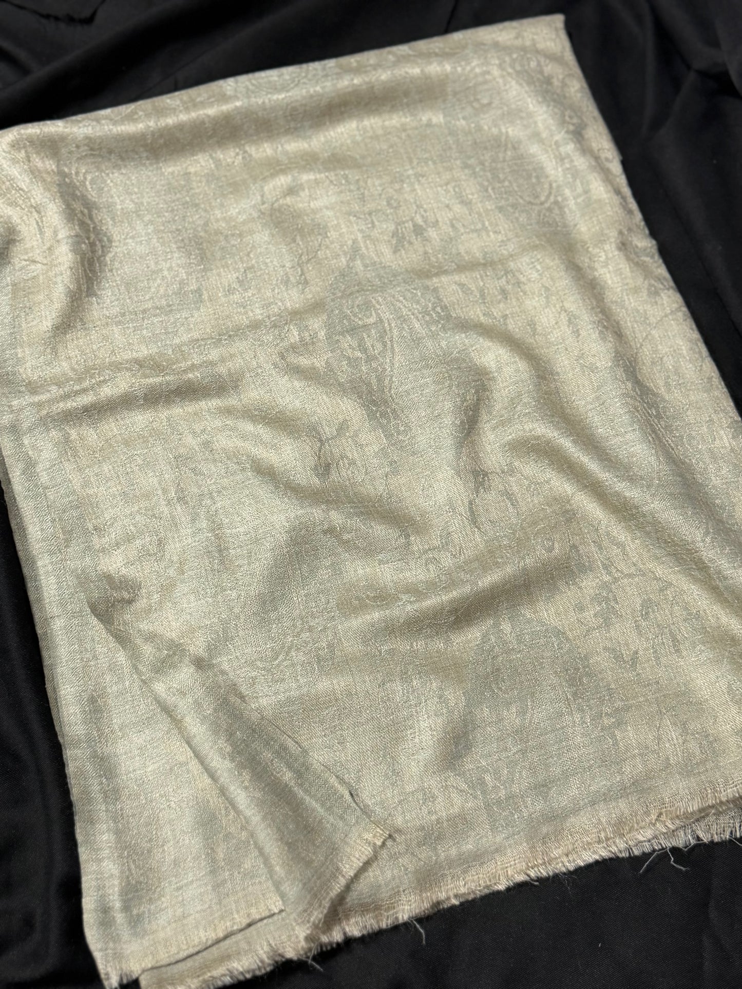 Plain Self Toosh Shawl | Self Design Plain Kashmiri Pure Shawl Perfect Gift | Skin Grey