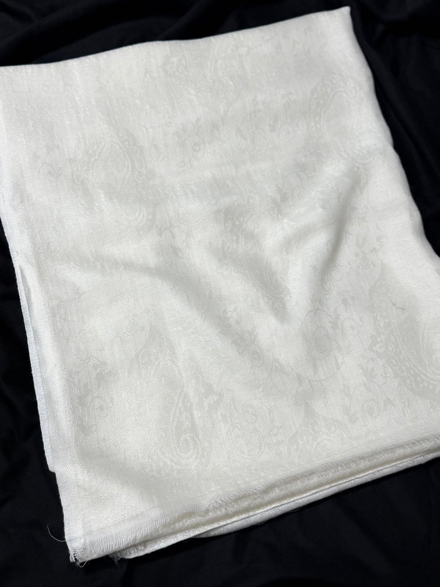 Plain Self Toosh Shawl | Self Design Plain Kashmiri Pure Shawl Perfect Gift | White