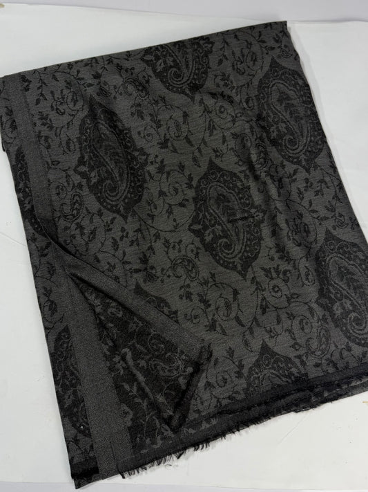Plain Self Toosh Shawl | Self Design Plain Kashmiri Pure Shawl Perfect Gift | Dark Grey