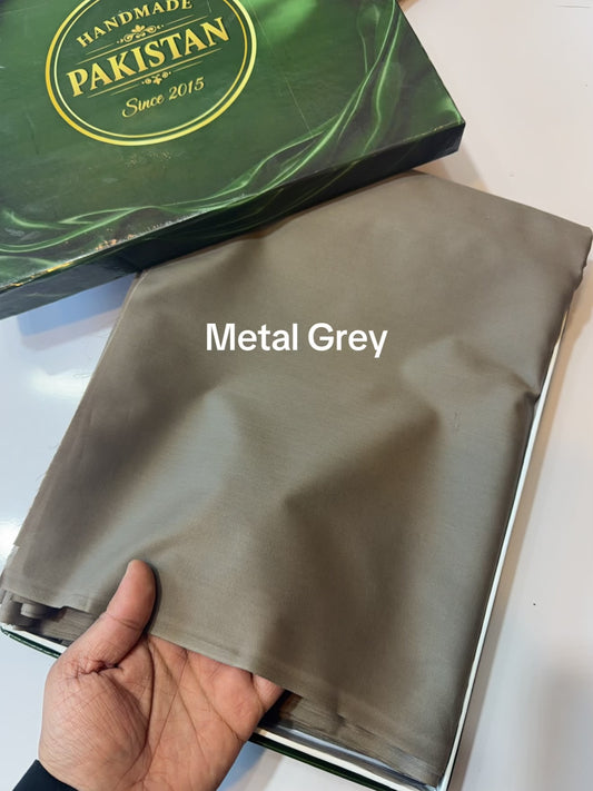 Gents Cotton Suit | Plain Supreme Cotton Burewala Suit | Metal Grey