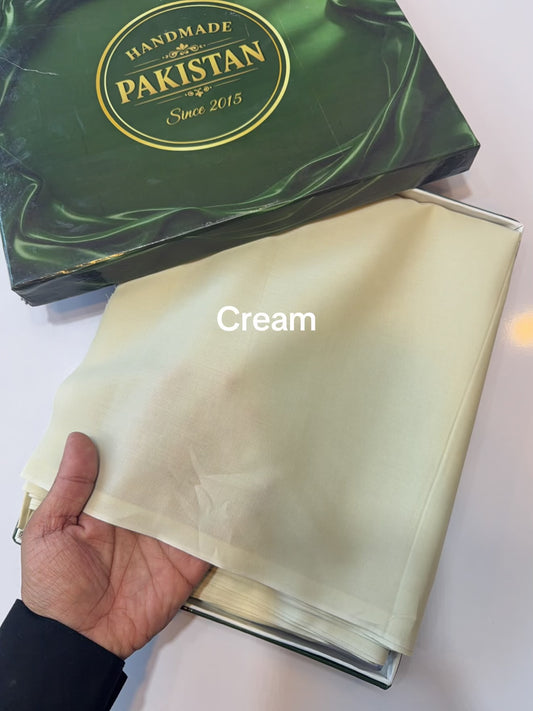 Gents Cotton Suit | Plain Supreme Cotton Burewala Suit | Cream