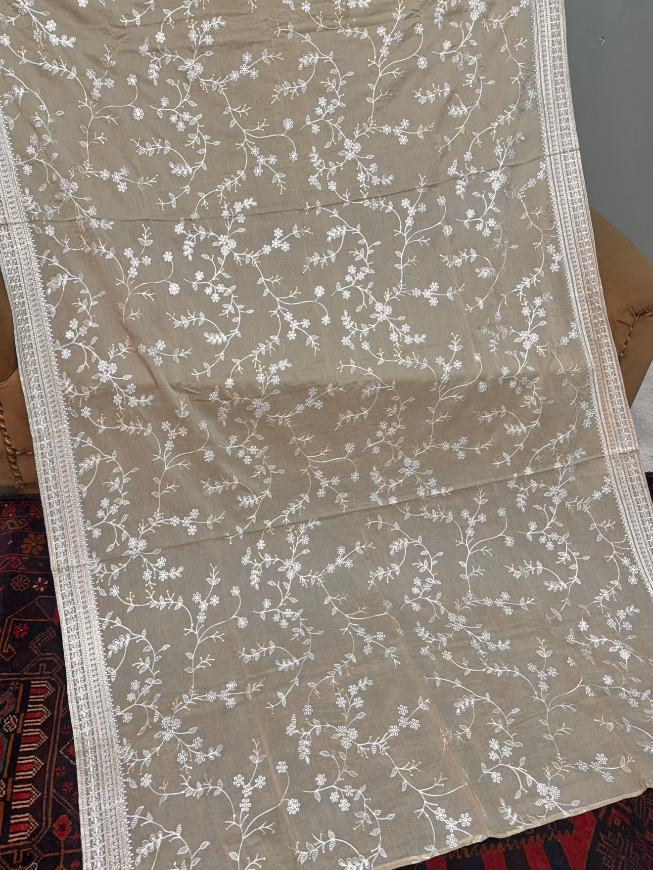 Lawn Shawl | Fine Thread Work Pure Lawn Shawl | Skin