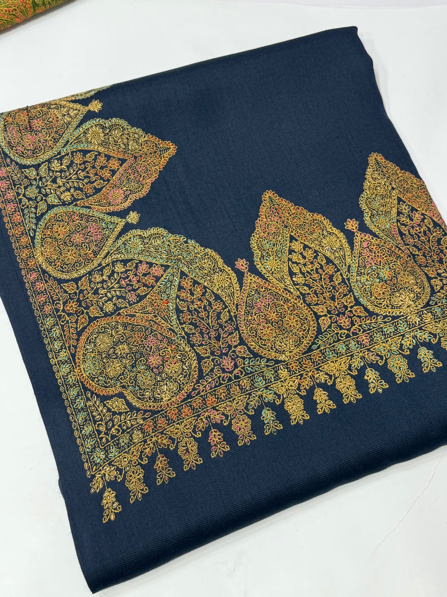 Pashmina Shawl Border Embroidery | Handmade Shawl Perfect Gift | Blue