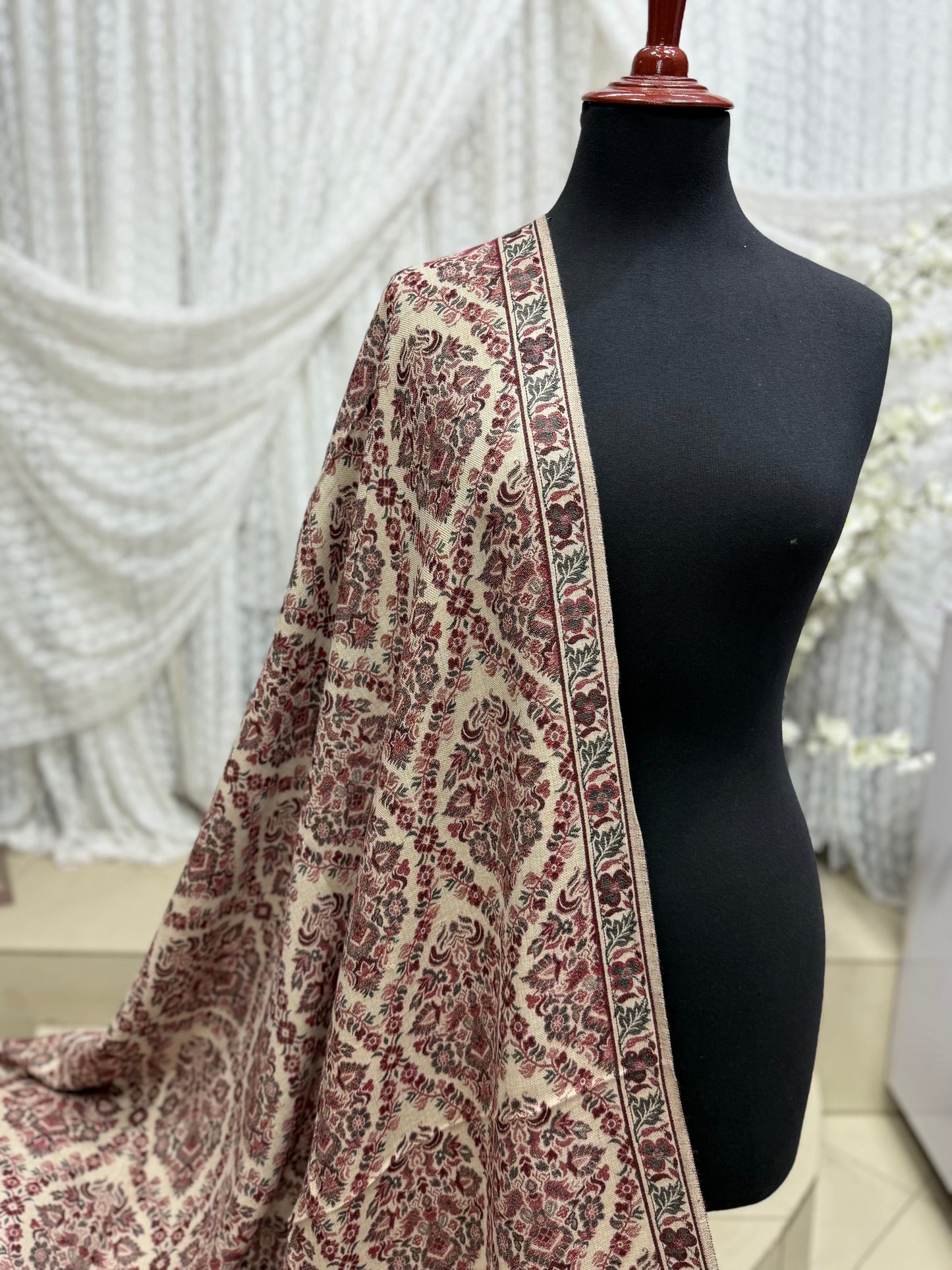 Pashmina Wool Matka Design Kani Shawl in Full Size Multi Color | Light Skin
