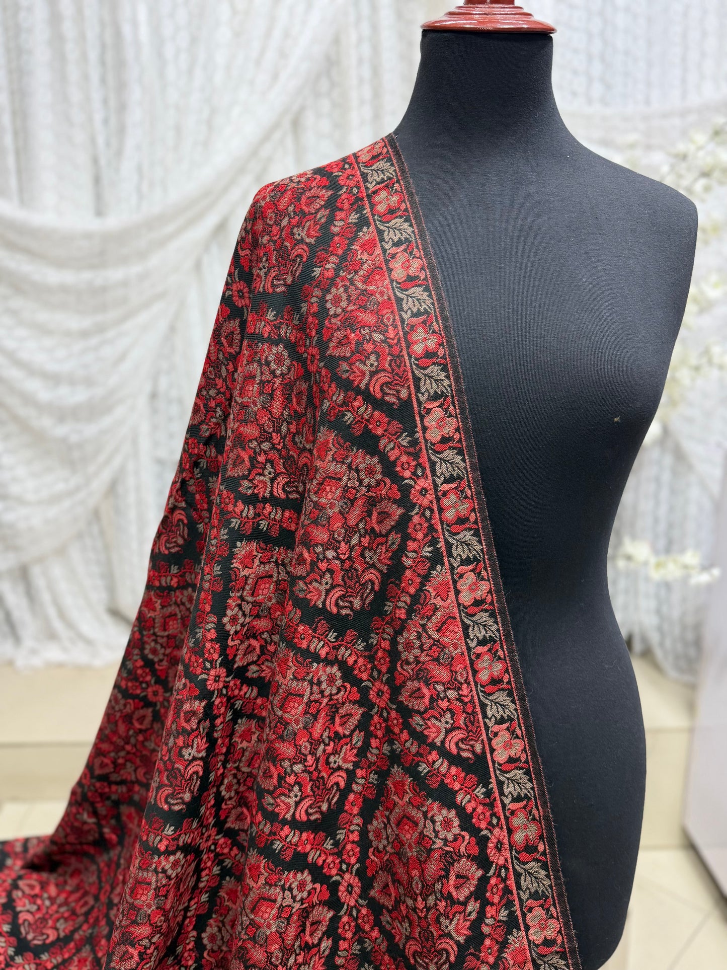 Pashmina Wool Matka Design Kani Shawl in Full Size Multi Color | Black