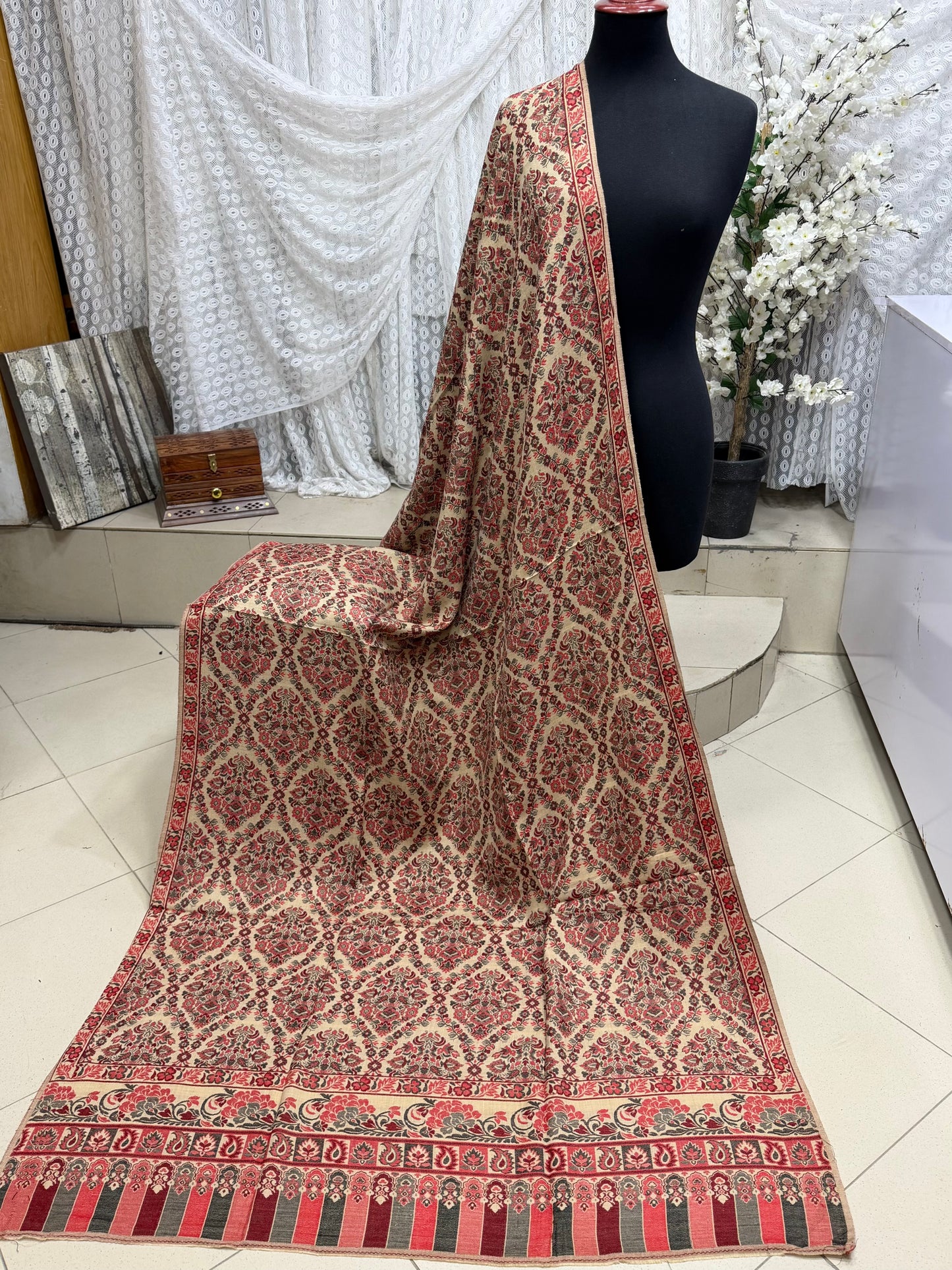 Pashmina Wool Matka Design Kani Shawl in Full Size Multi Color | Skin