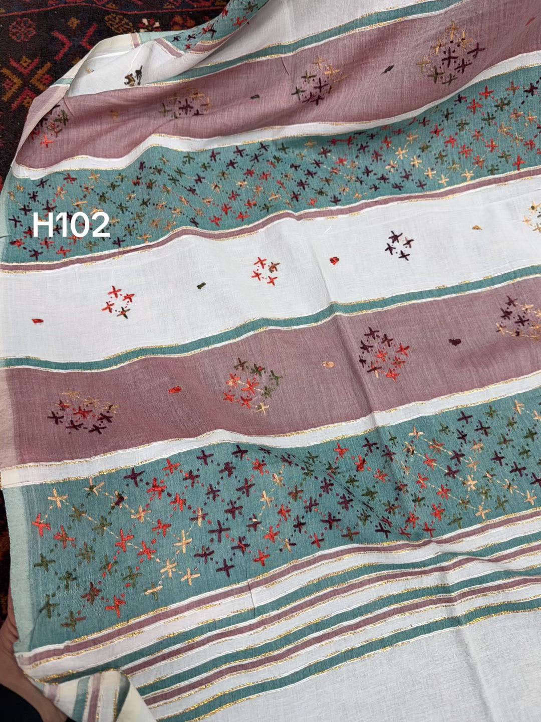 Handmade Lawn Shawl | Fine Thread Work Pure Lawn Shawl H102