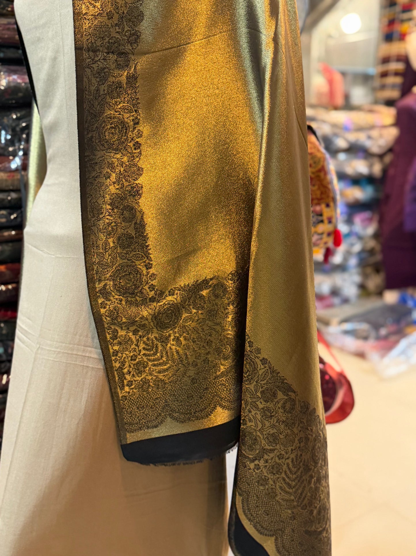 Moonlight Silk Dupatta Reversible Lama Silk Perfect Gift | Golden