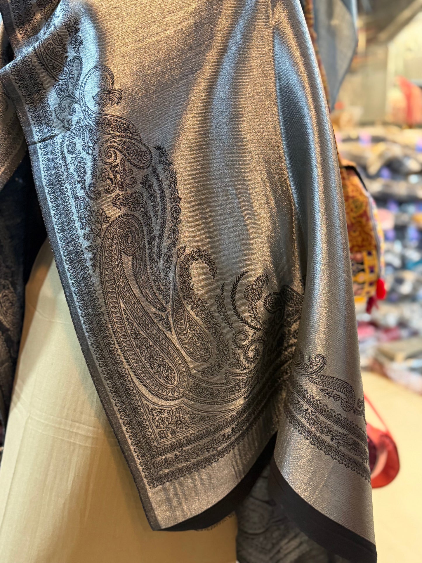 Moonlight Silk Dupatta Reversible Lama Silk Perfect Gift | Silver