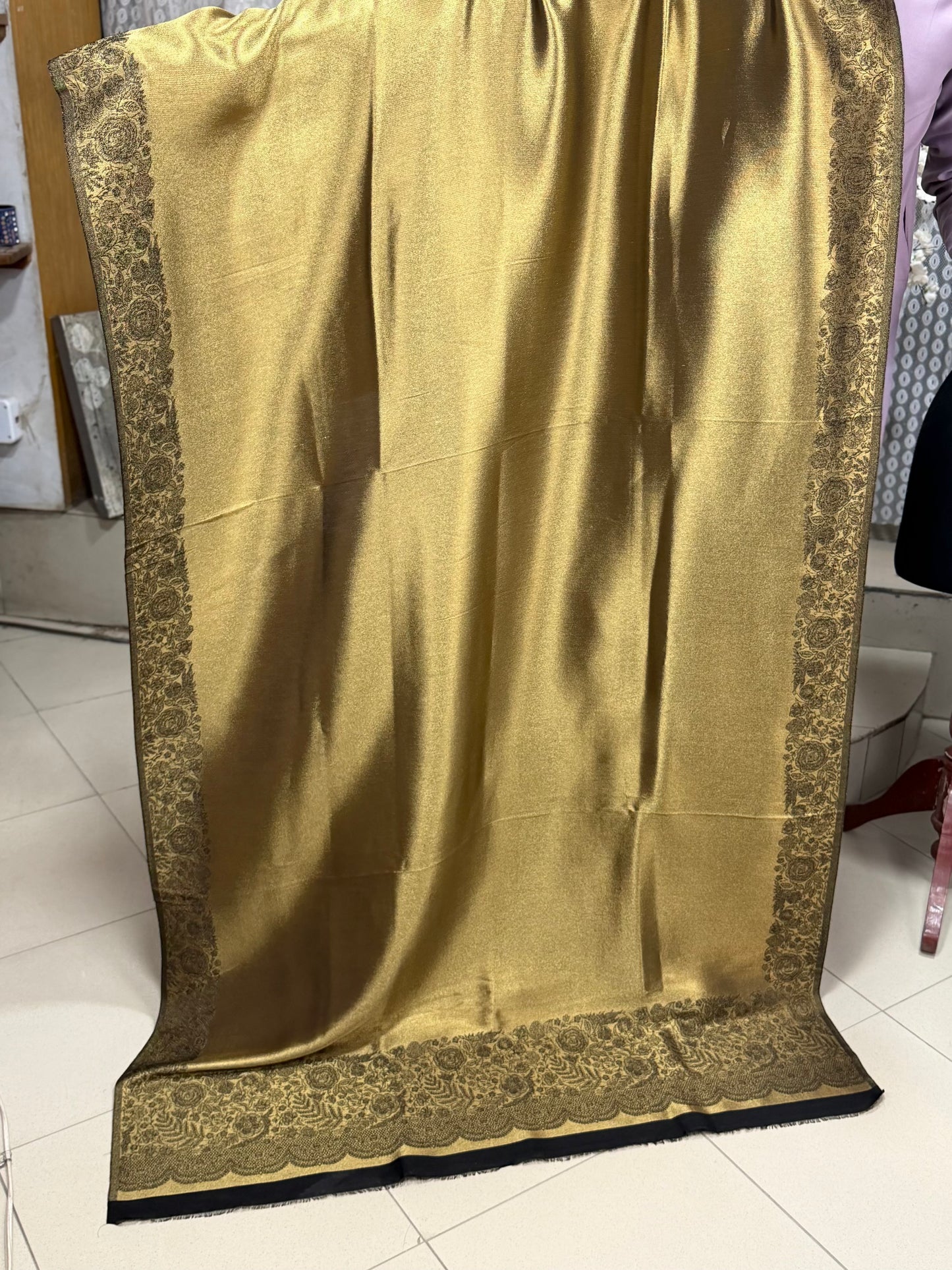 Moonlight Silk Dupatta Reversible Lama Silk Perfect Gift | Golden