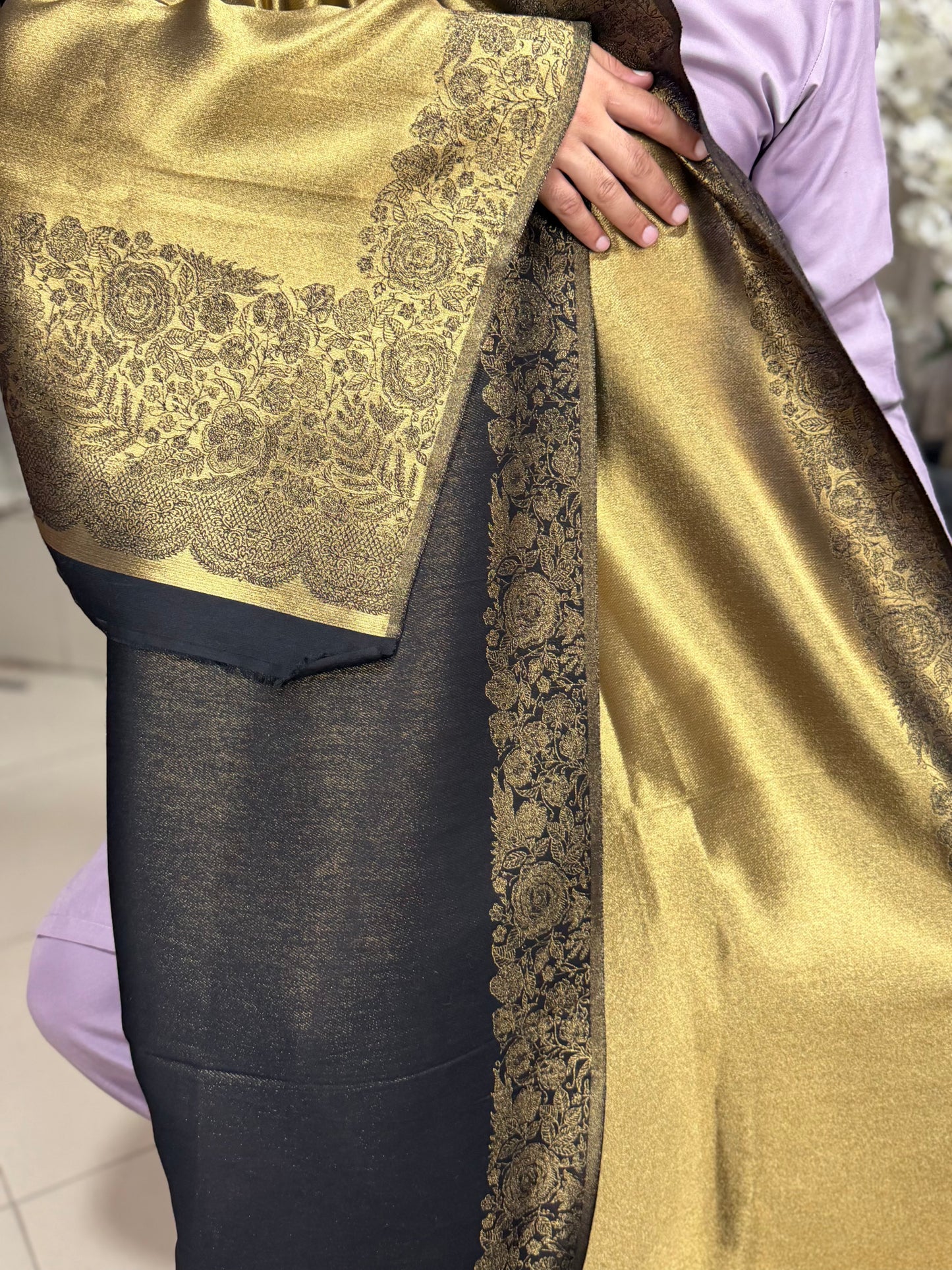 Moonlight Silk Dupatta Reversible Lama Silk Perfect Gift | Golden