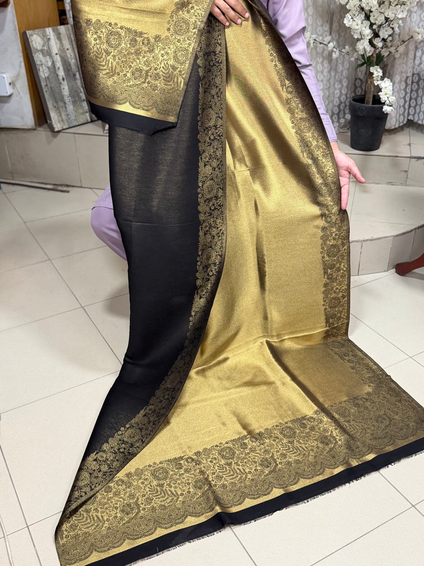 Moonlight Silk Dupatta Reversible Lama Silk Perfect Gift | Golden
