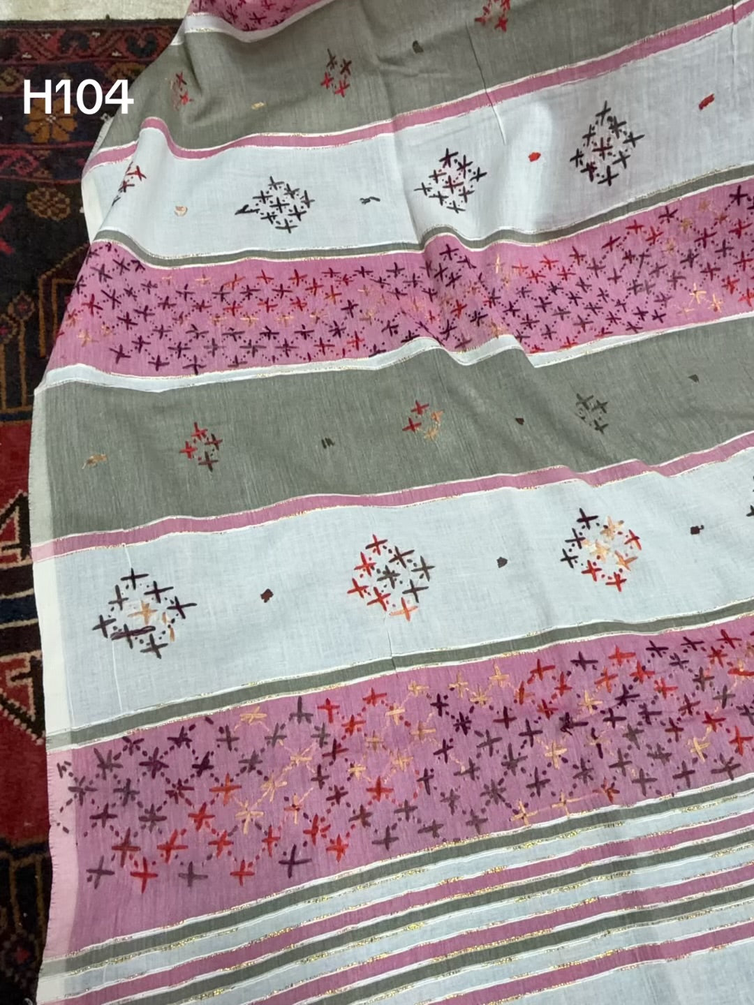 Handmade Lawn Shawl | Fine Thread Work Pure Lawn Shawl H104