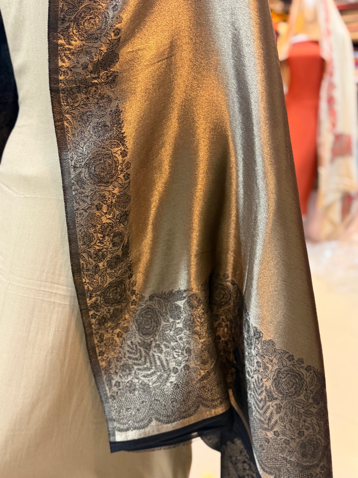Moonlight Silk Dupatta Reversible Lama Silk Perfect Gift | Copper