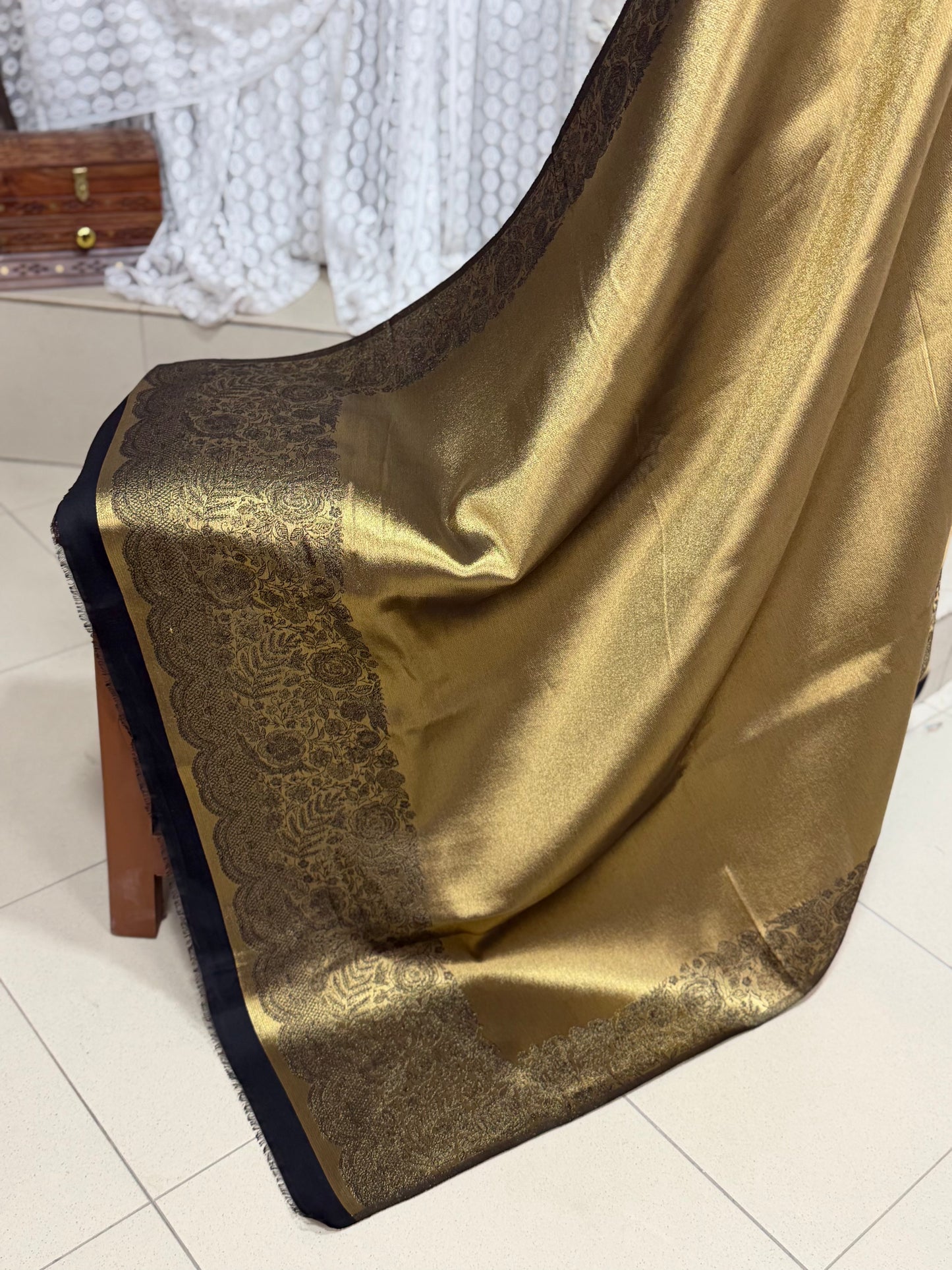 Moonlight Silk Dupatta Reversible Lama Silk Perfect Gift | Golden