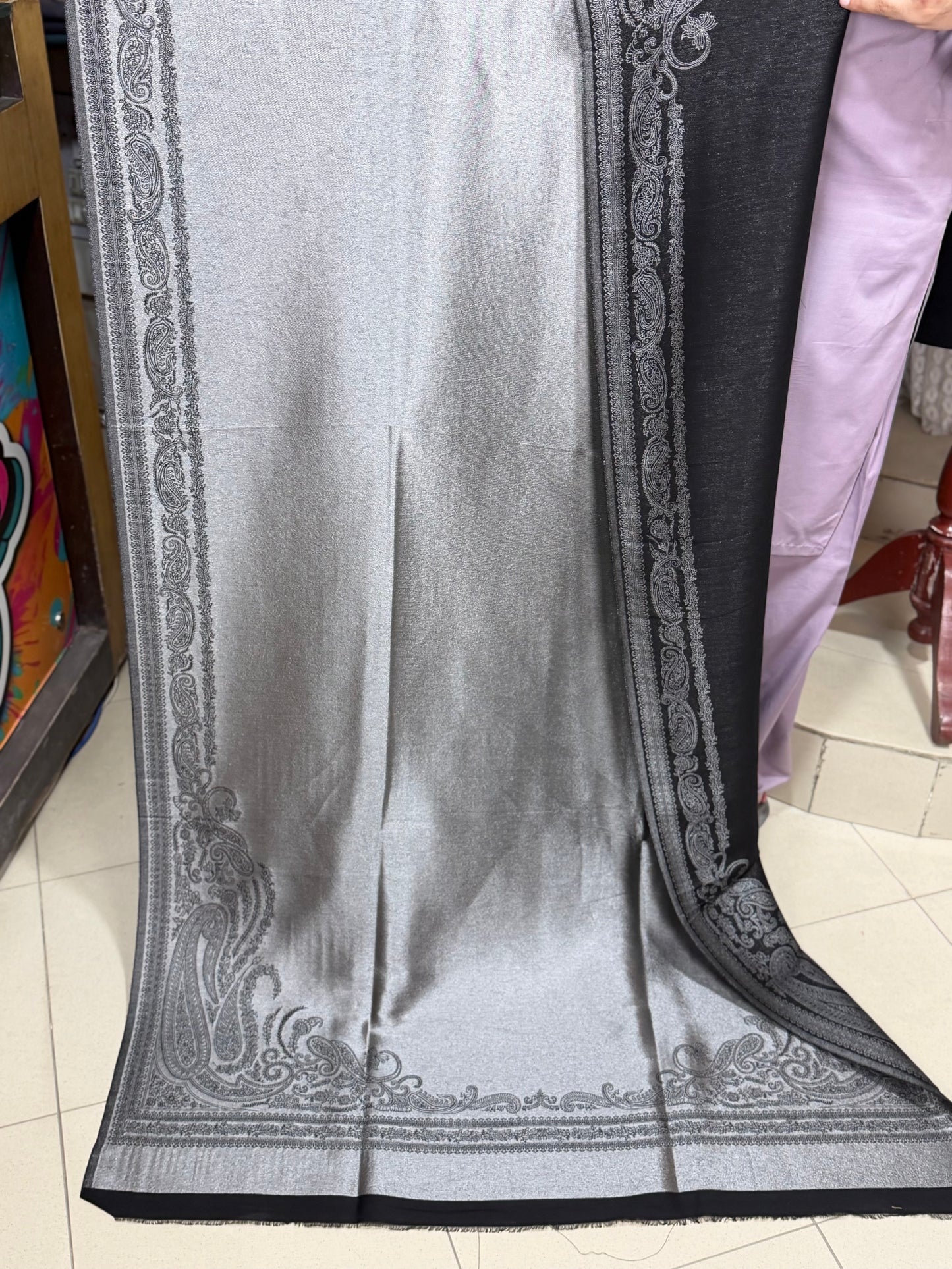 Moonlight Silk Dupatta Reversible Lama Silk Perfect Gift | Silver