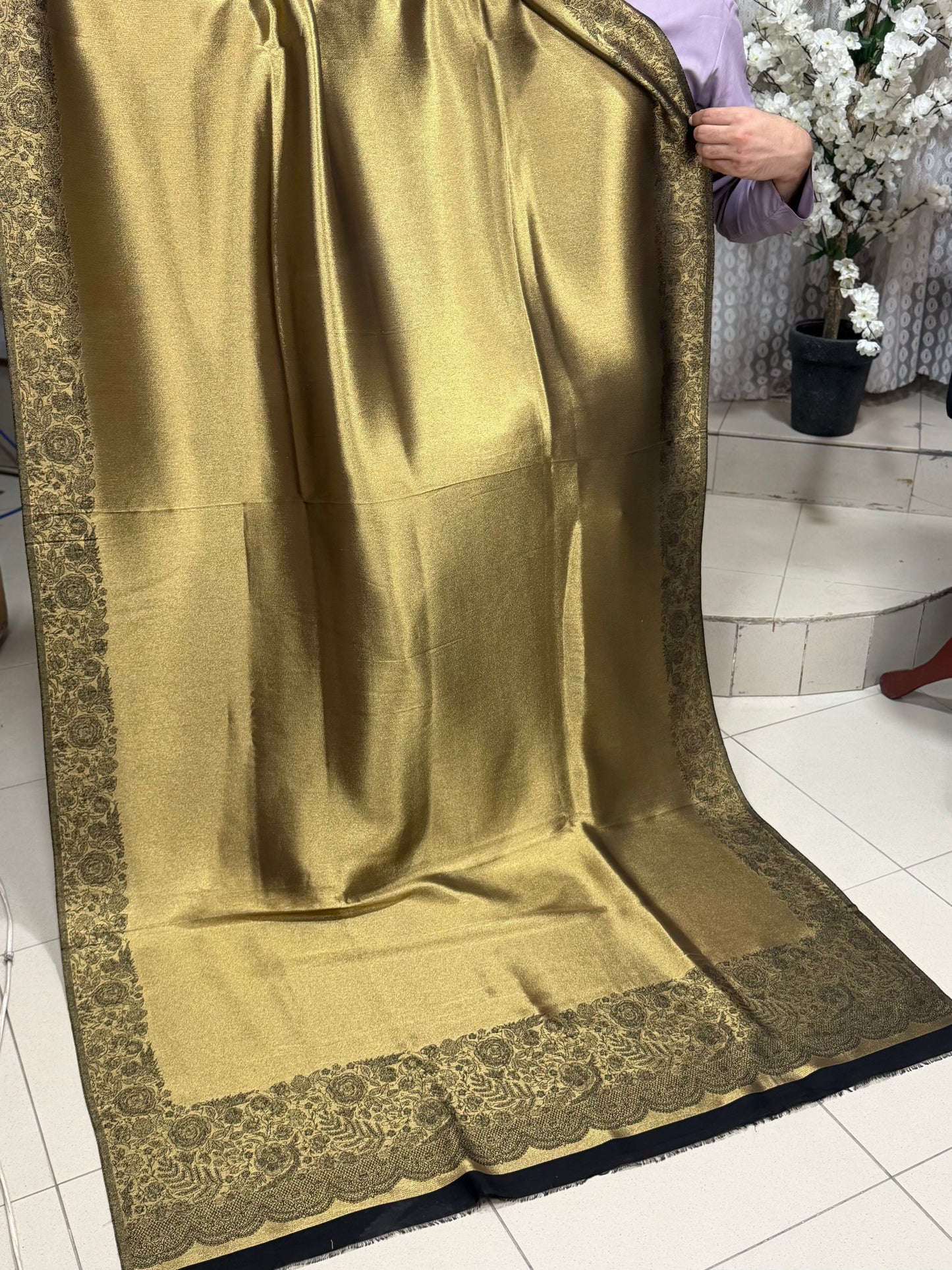 Moonlight Silk Dupatta Reversible Lama Silk Perfect Gift | Golden