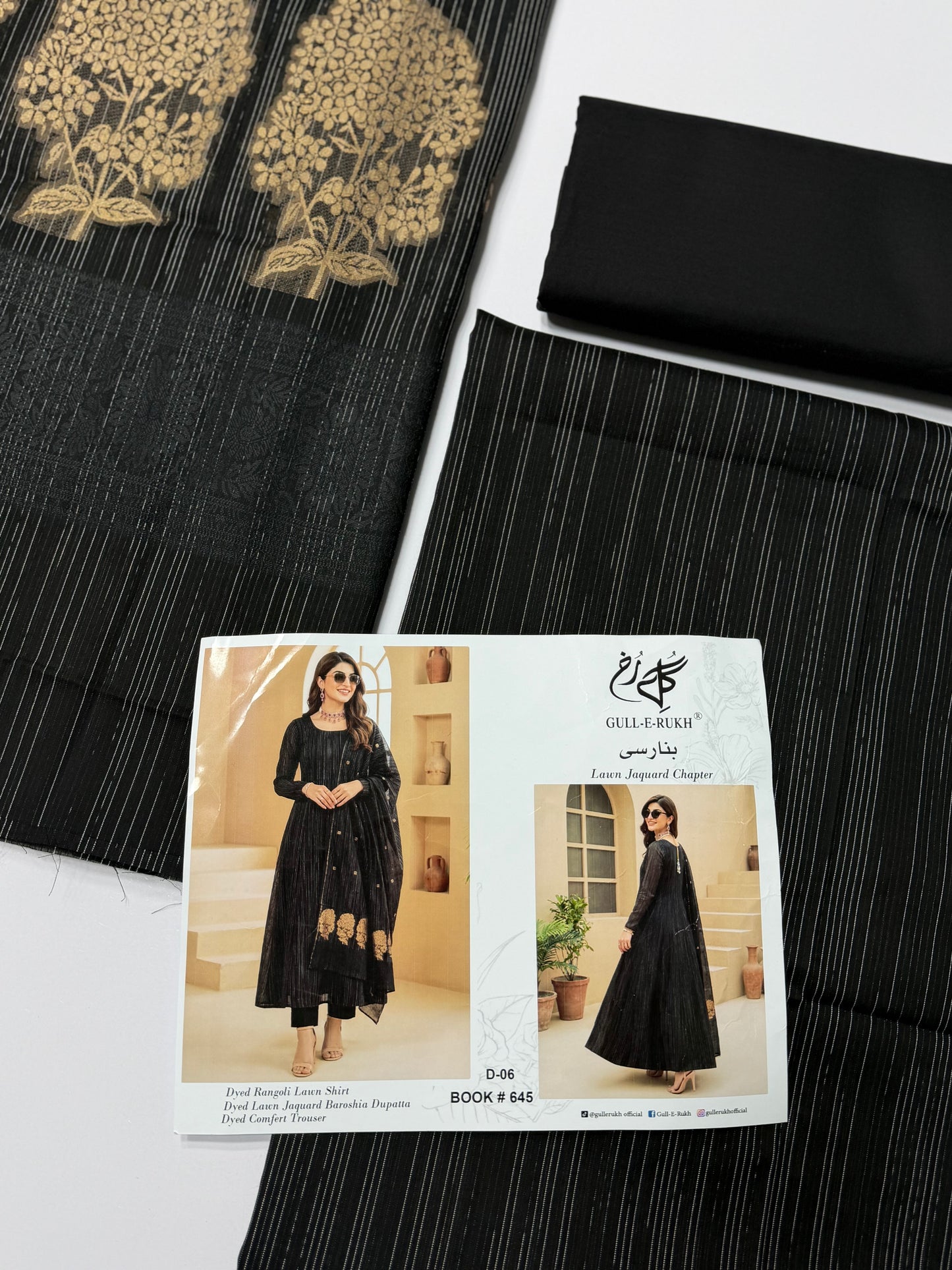 3 Piece Rangoli Lawn Suit With Lawn Kani Dupatta | Black