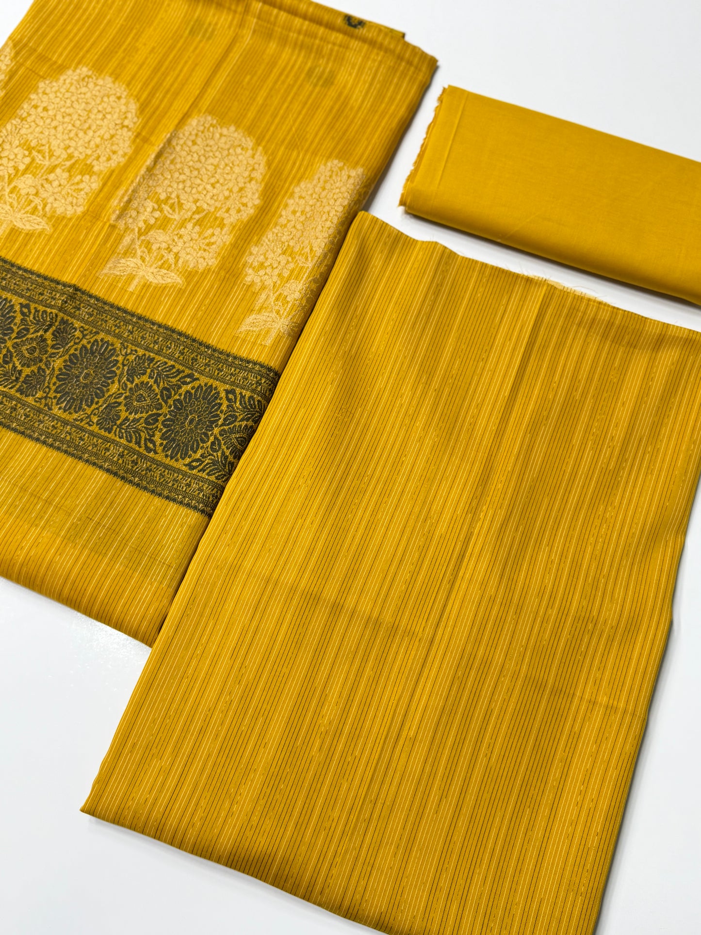3 Piece Rangoli Lawn Suit With Lawn Kani Dupatta | Mustard