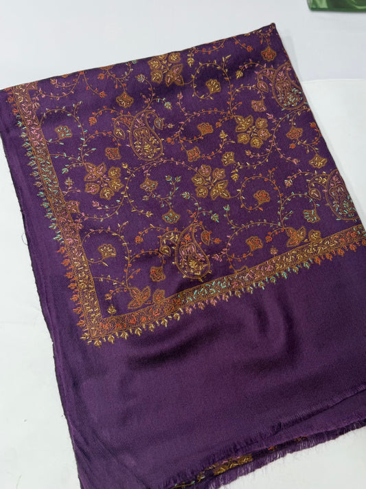 Pashmina Stole | Print and Embroidery in Sale Price Perfect for Gifts | Purple