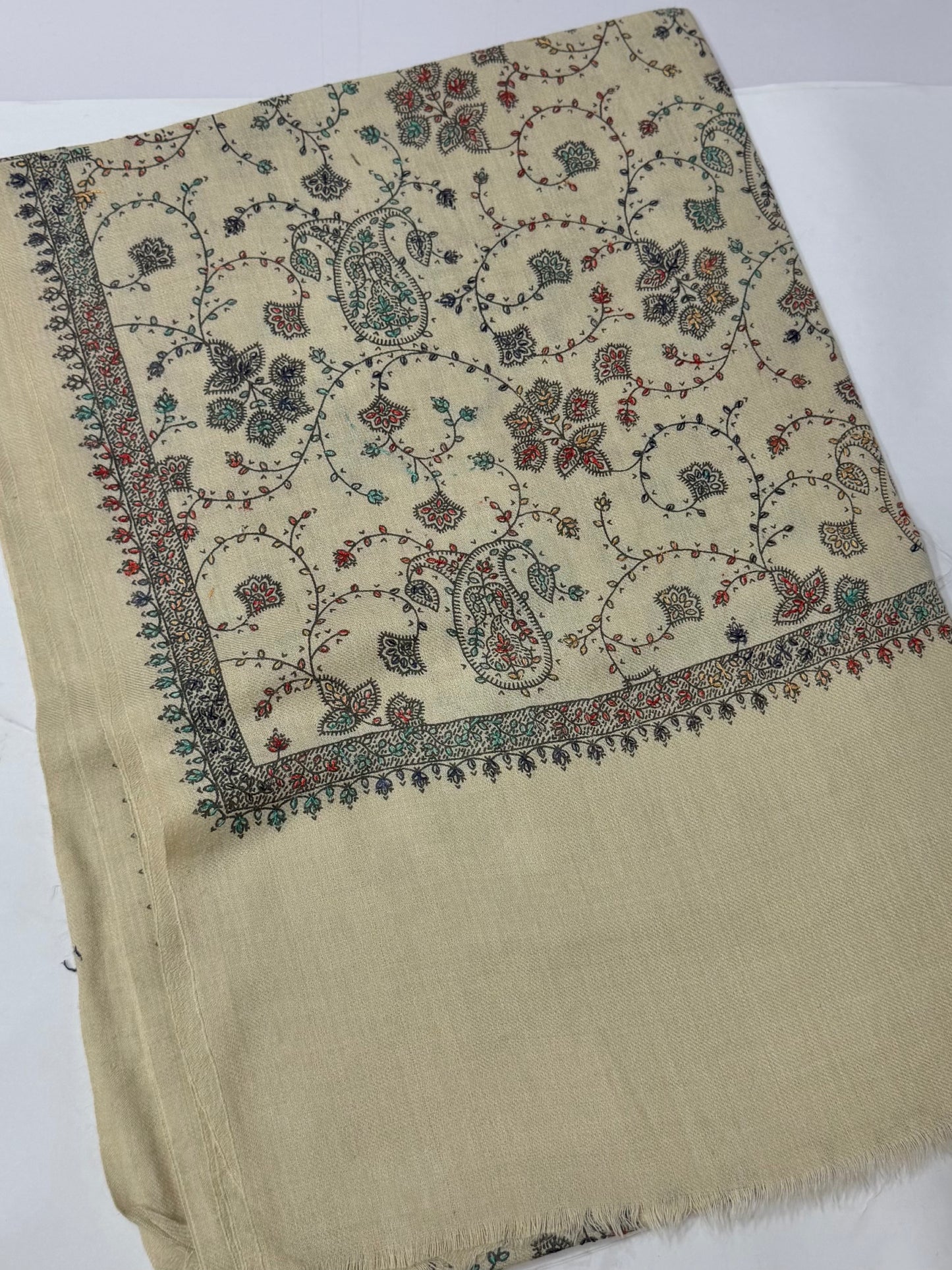 Pashmina Stole | Print and Embroidery in Sale Price Perfect for Gifts | Light Skin