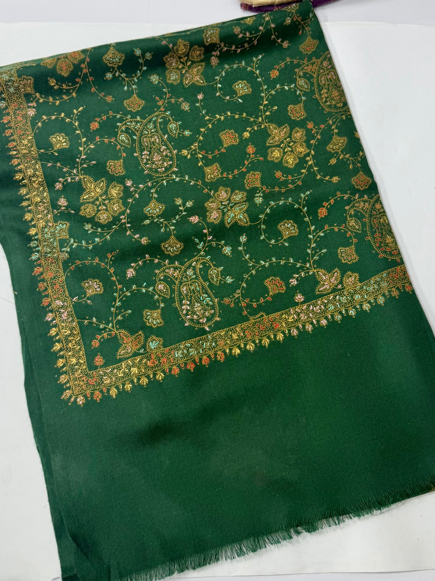 Pashmina Stole | Print and Embroidery in Sale Price Perfect for Gifts | Bottle Green
