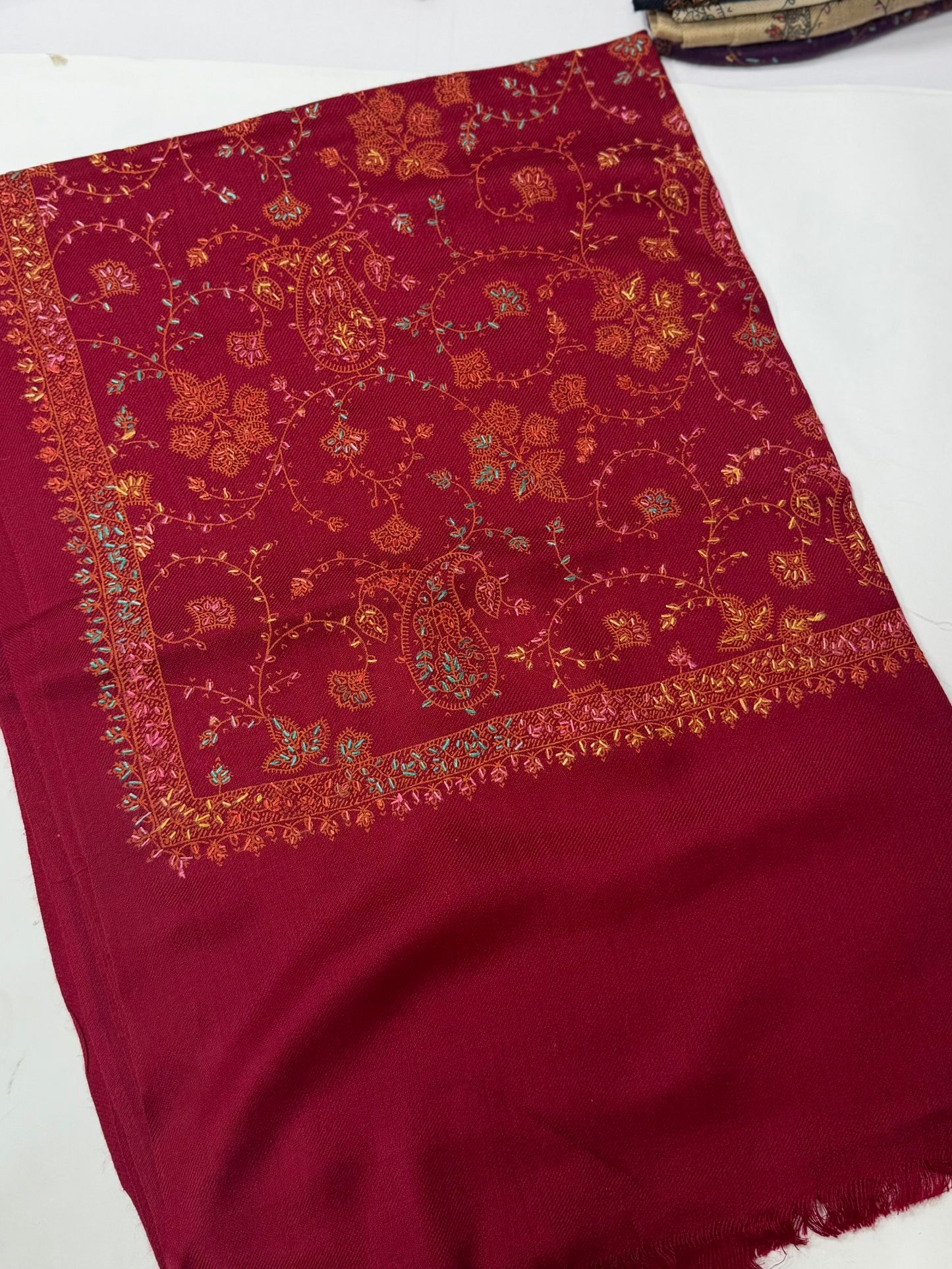 Pashmina Stole | Print and Embroidery in Sale Price Perfect for Gifts | Maroon