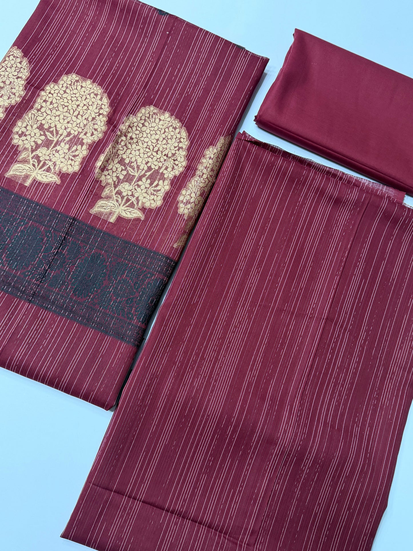 3 Piece Rangoli Lawn Suit With Lawn Kani Dupatta | Maroon