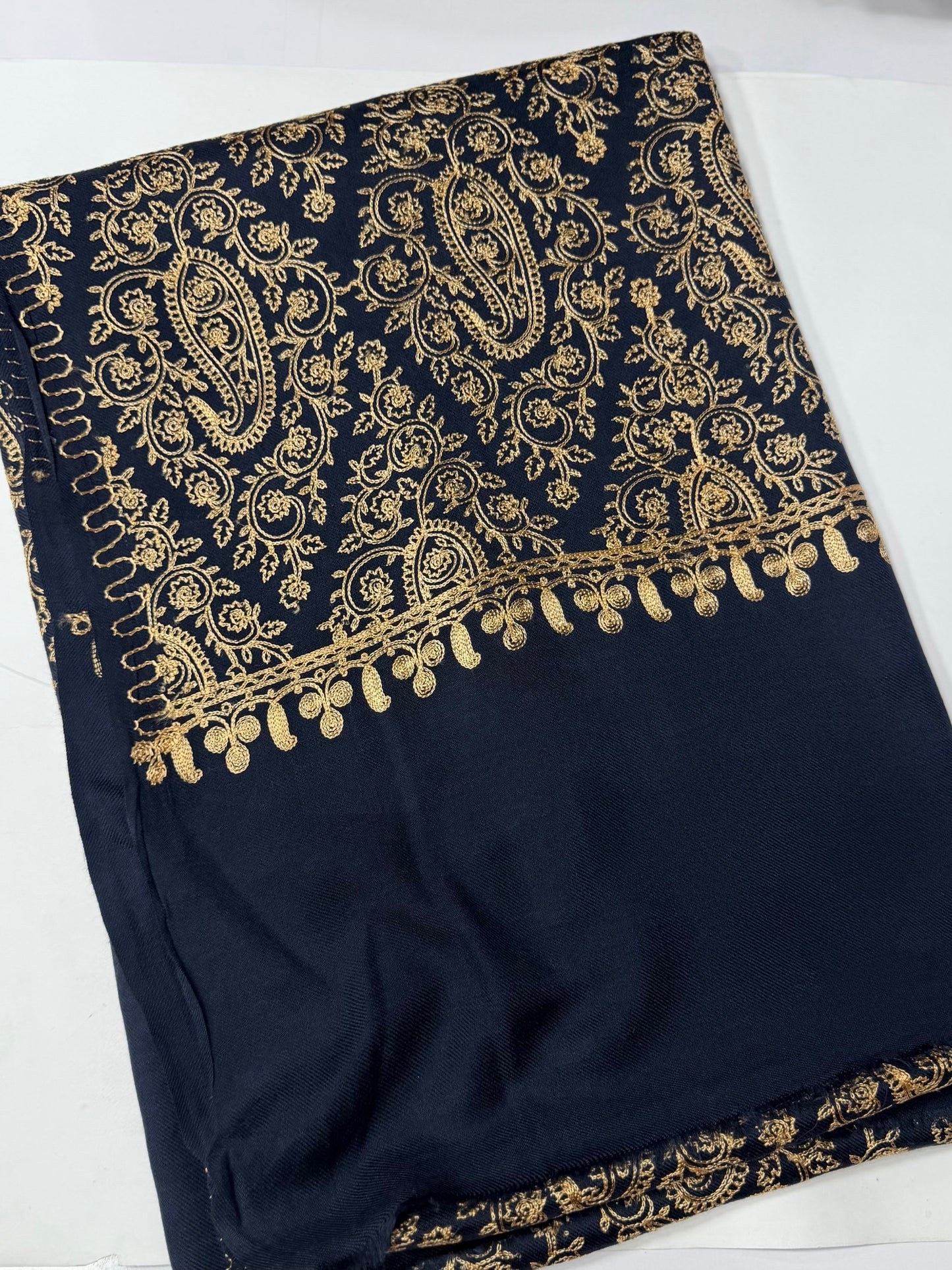 Pashmina Shawl Full Embroidered Skin Color Embroidery | Blue