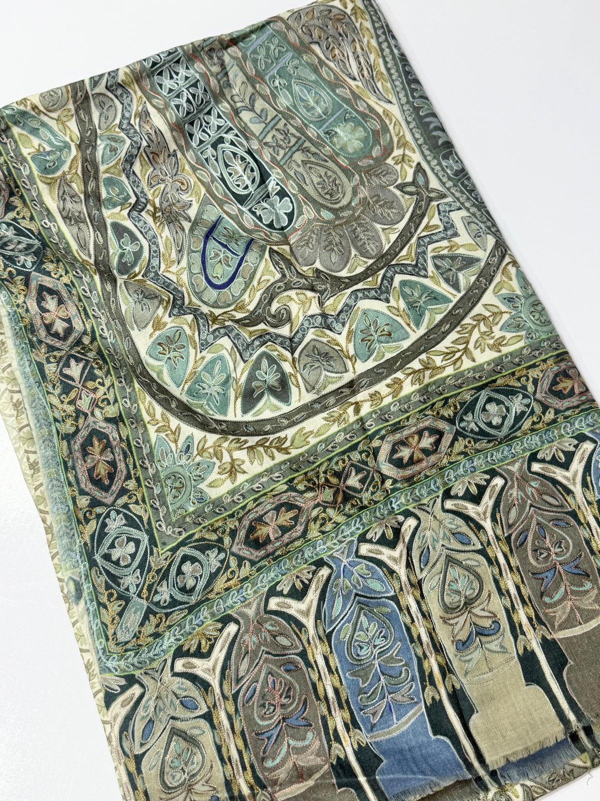 Qalamkar Shawl on Toosh Base | Made in Kashmir Multicolor Floral Design | Q102