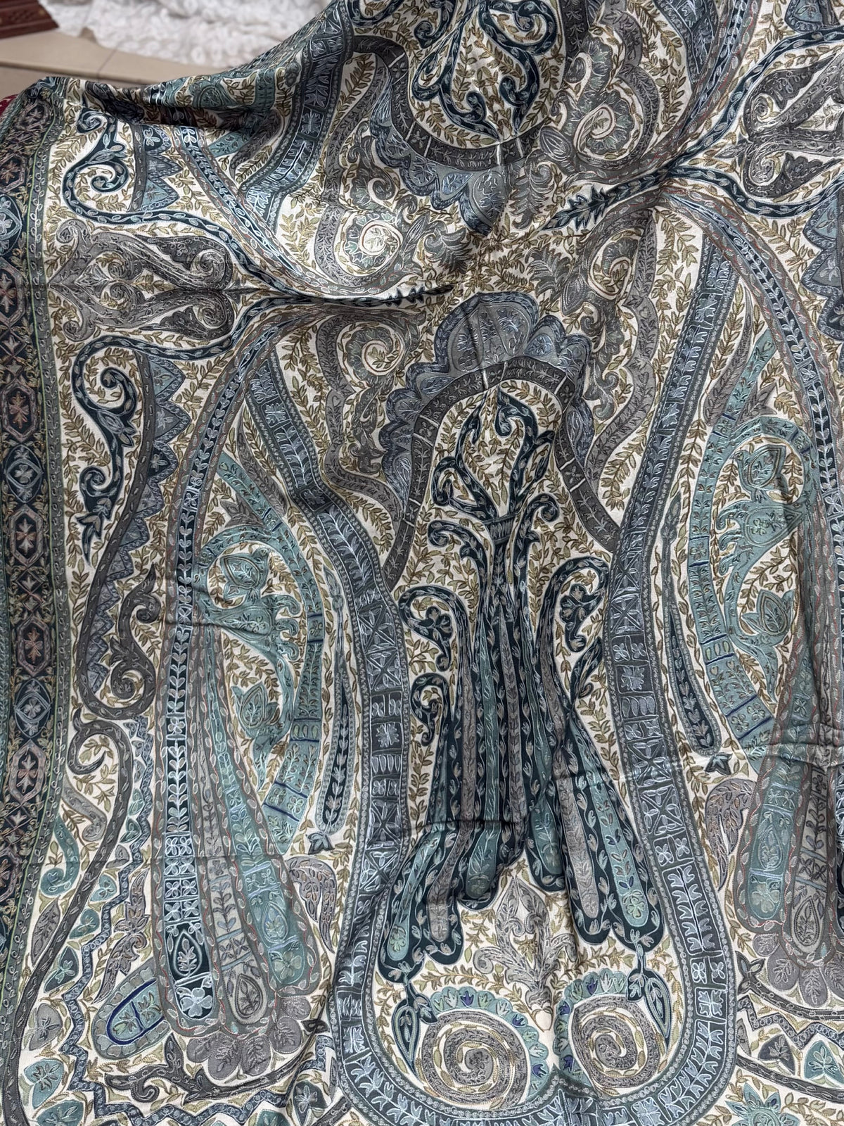 Qalamkar Shawl on Toosh Base | Made in Kashmir Multicolor Floral Design | Q102