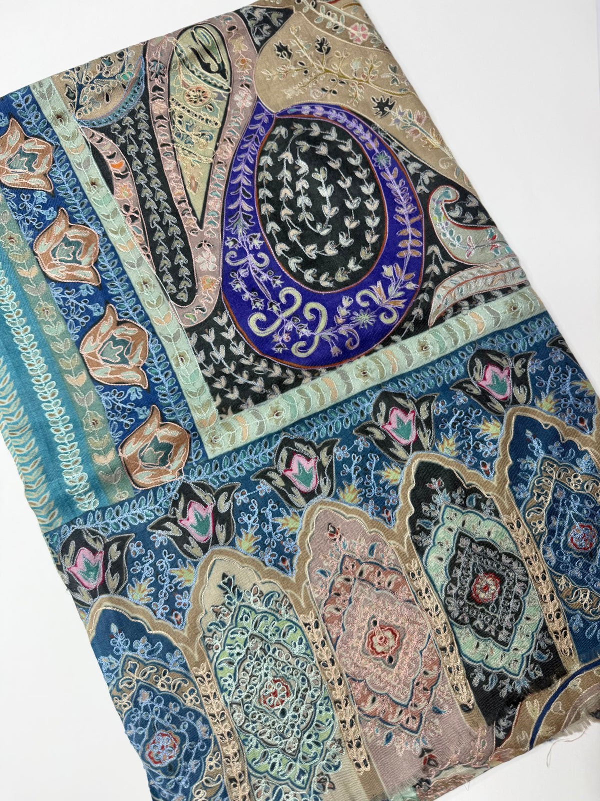Qalamkar Shawl on Toosh Base | Made in Kashmir Multicolor Floral Design | Q103