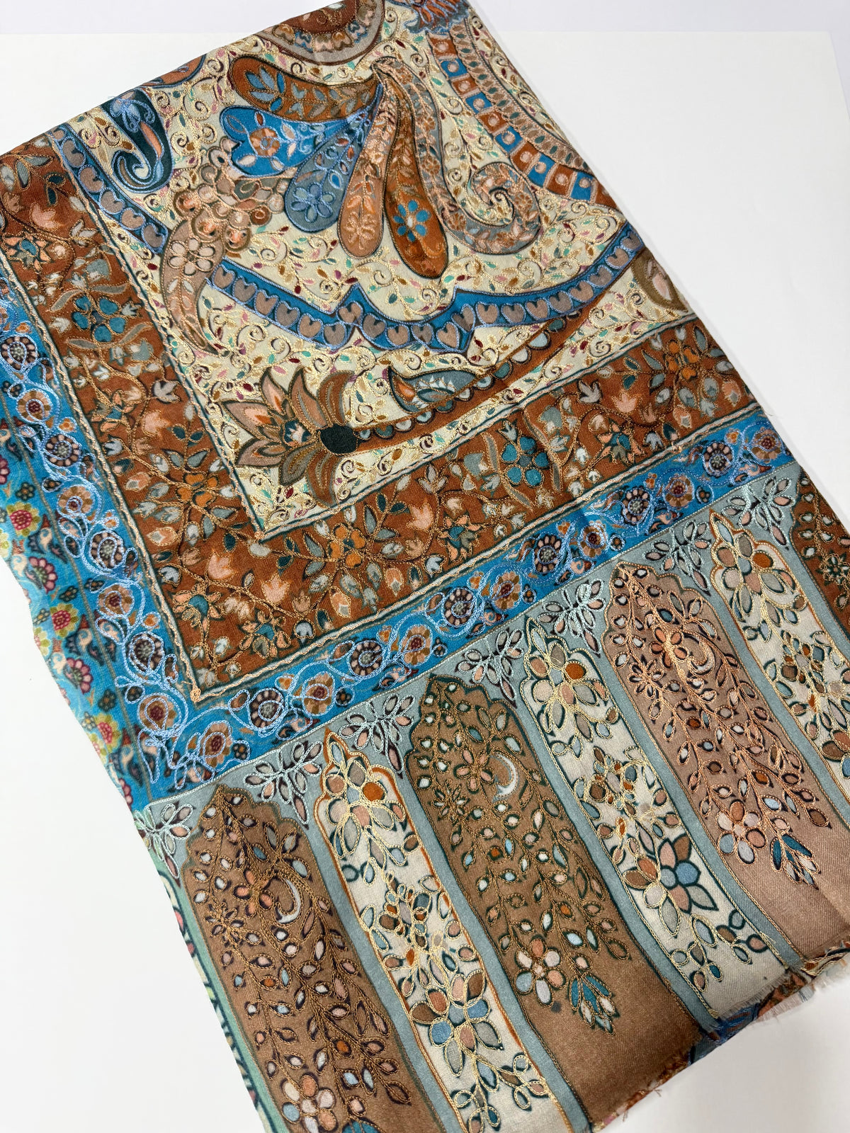 Qalamkar Shawl on Toosh Base | Made in Kashmir Multicolor Floral Design | Q107