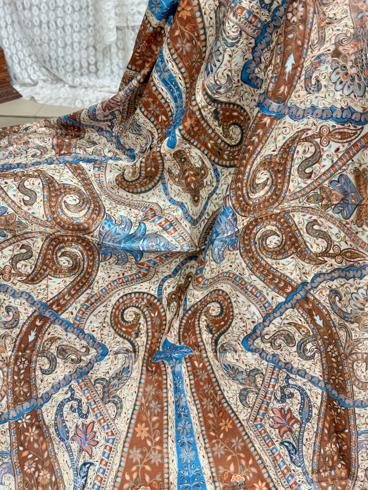 Qalamkar Shawl on Toosh Base | Made in Kashmir Multicolor Floral Design | Q107