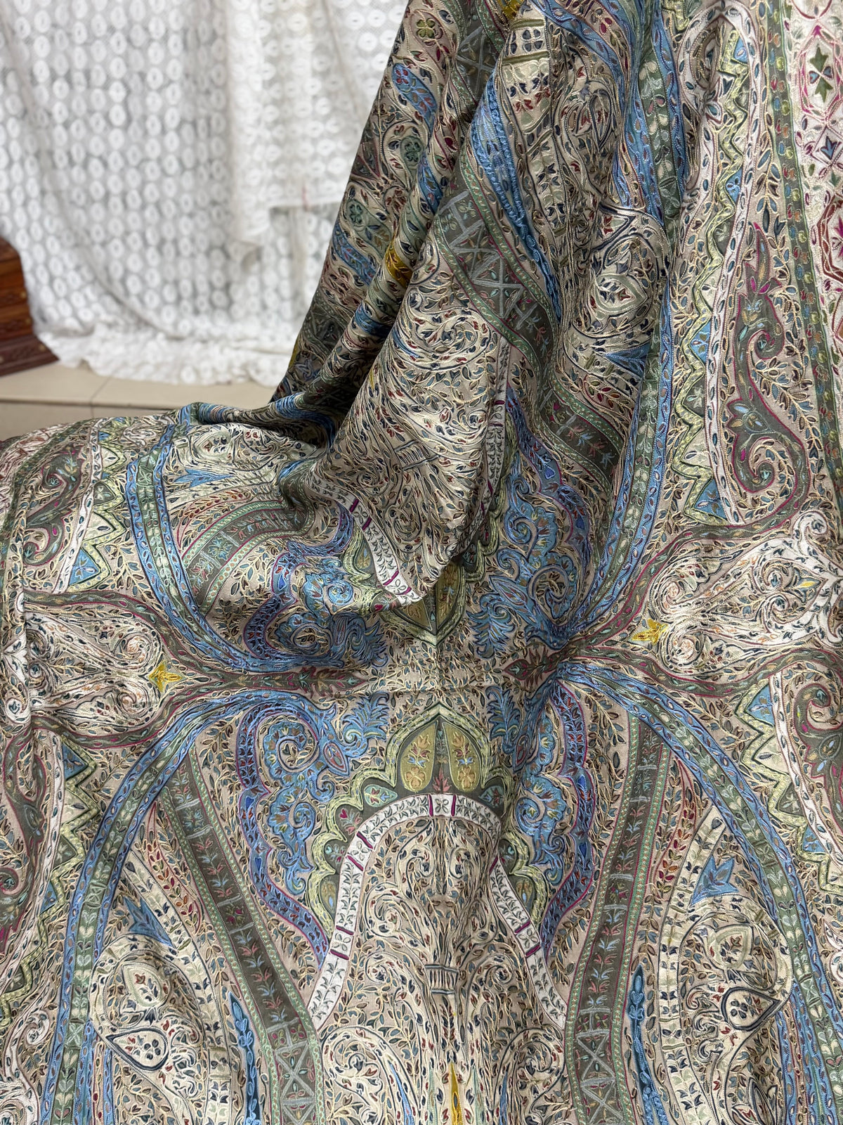Qalamkar Shawl on Toosh Base | Made in Kashmir Multicolor Floral Design | Q111