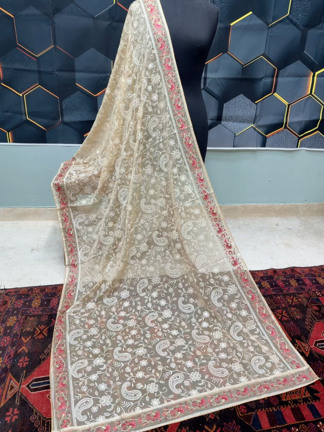 Crinkle Chiffon Shadown Embroidery Multi Color | Skin