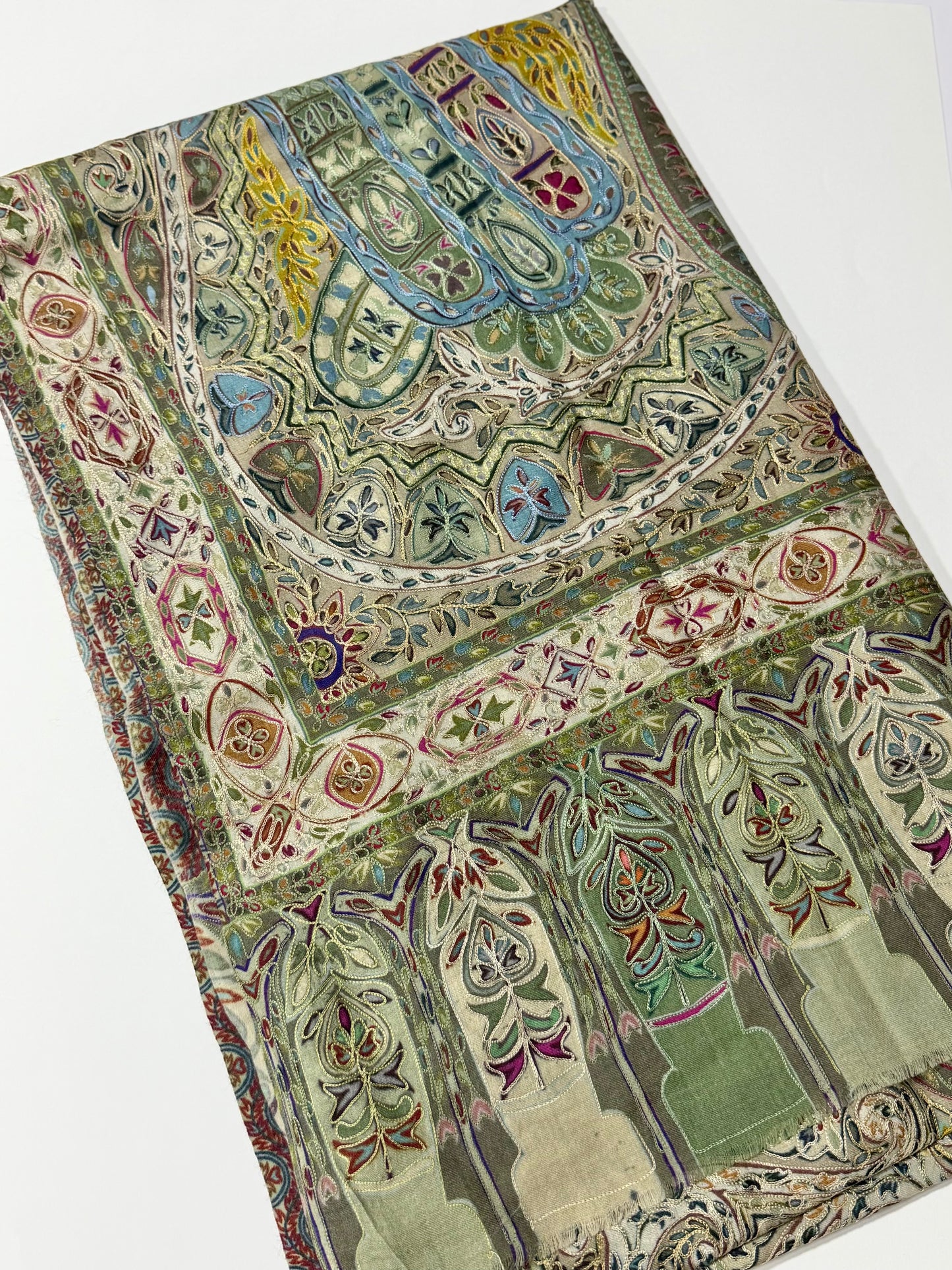 Qalamkar Shawl on Toosh Base | Made in Kashmir Multicolor Floral Design | Q111