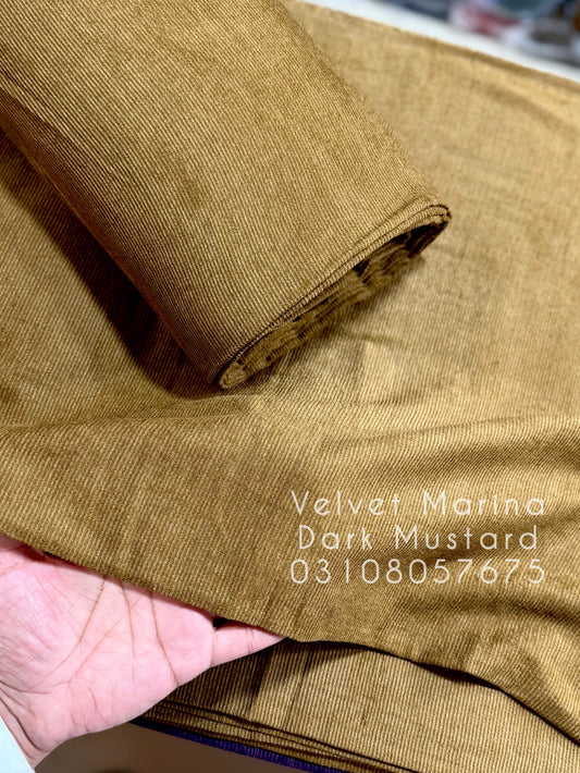 Allover Marina Khaddi Made Velvet Lining Suit | 2 Piece 5 Meters Suit Perfect Gift | Dark Mustard