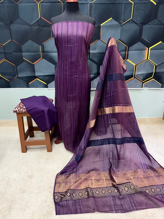 3 Piece Rangoli Lawn Suit With Lawn Kani Dupatta | Purple