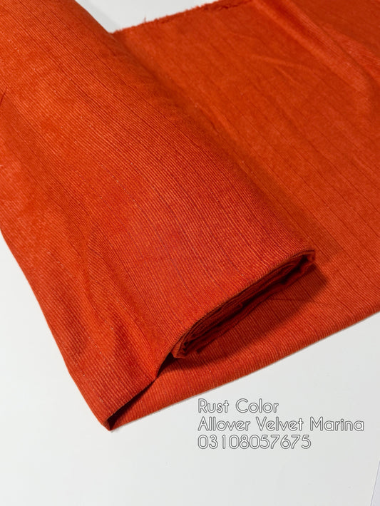 Allover Marina Khaddi Made Velvet Lining Suit | 2 Piece 5 Meters Suit Perfect Gift | Rust